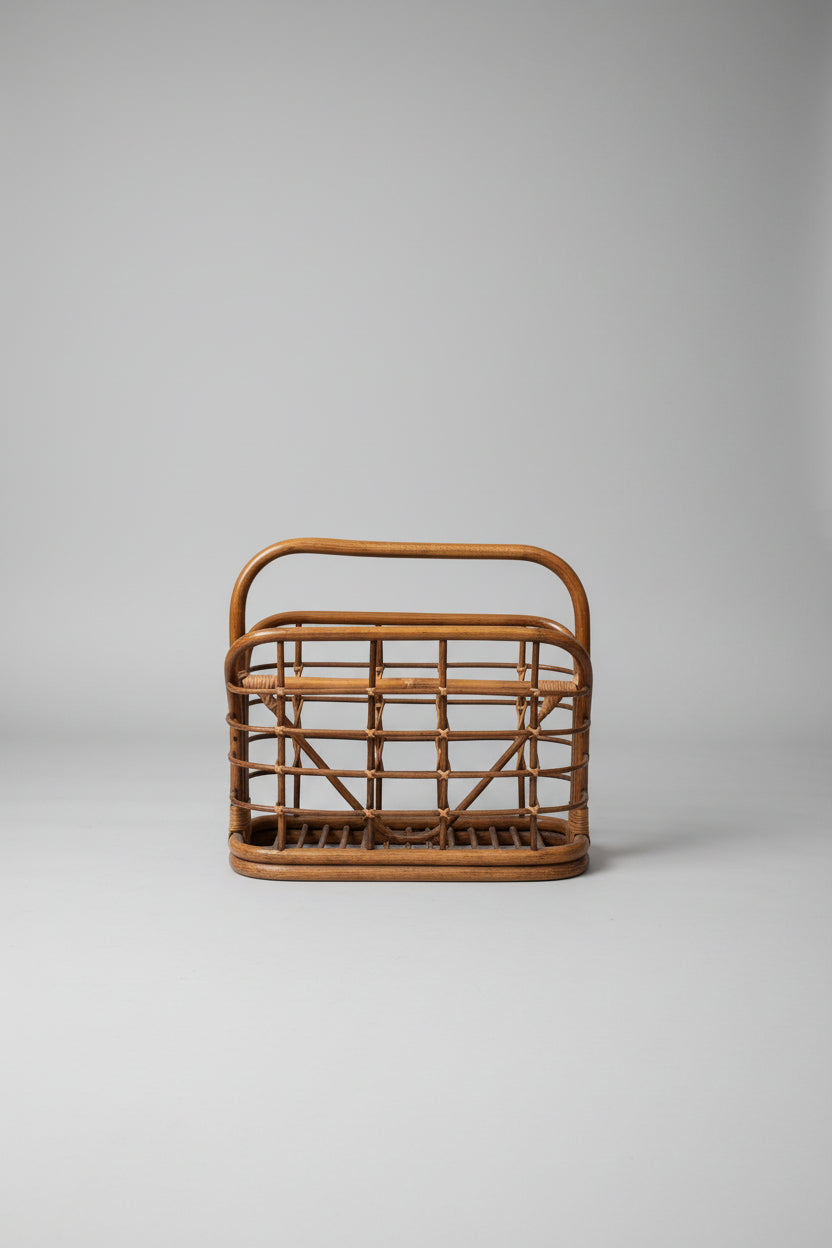 Vintage Bamboo and Rattan Magazine Holder