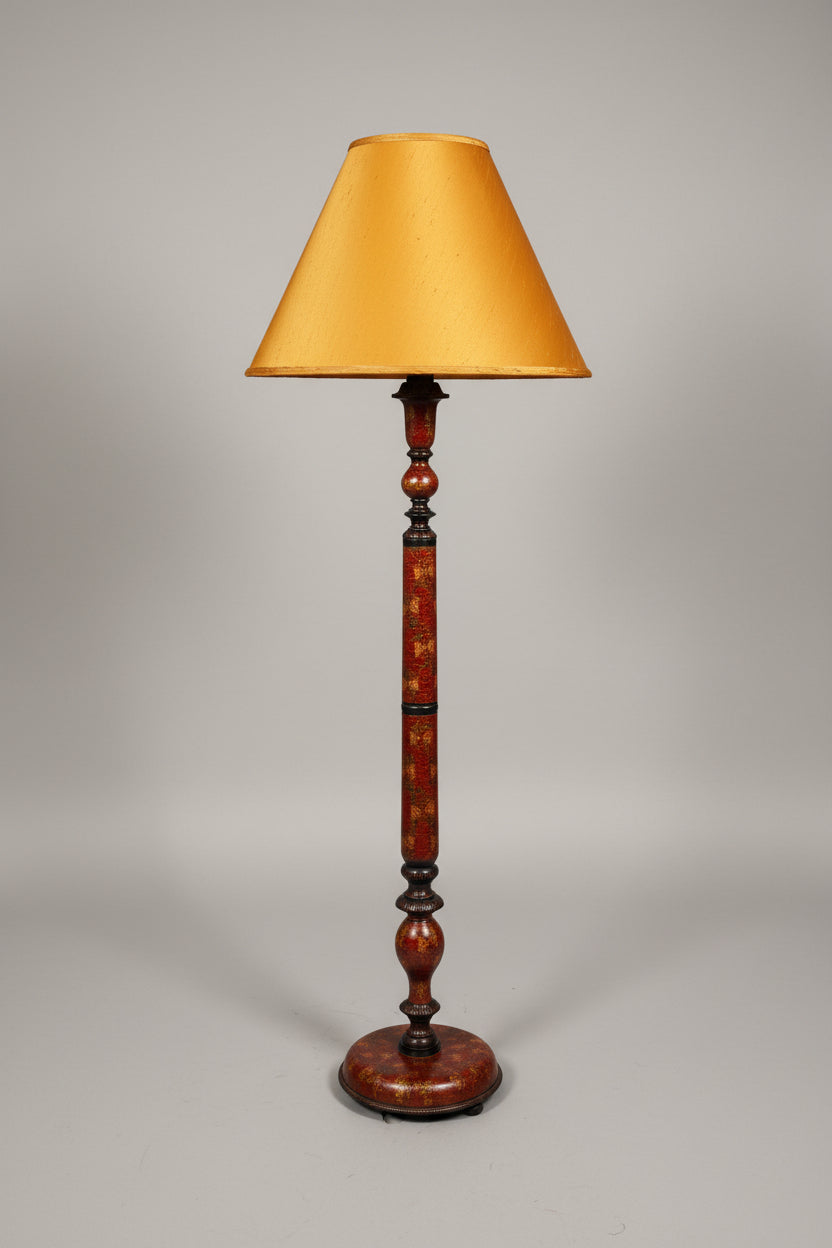 Vintage Kashmiri lacquered floor lamp MCM