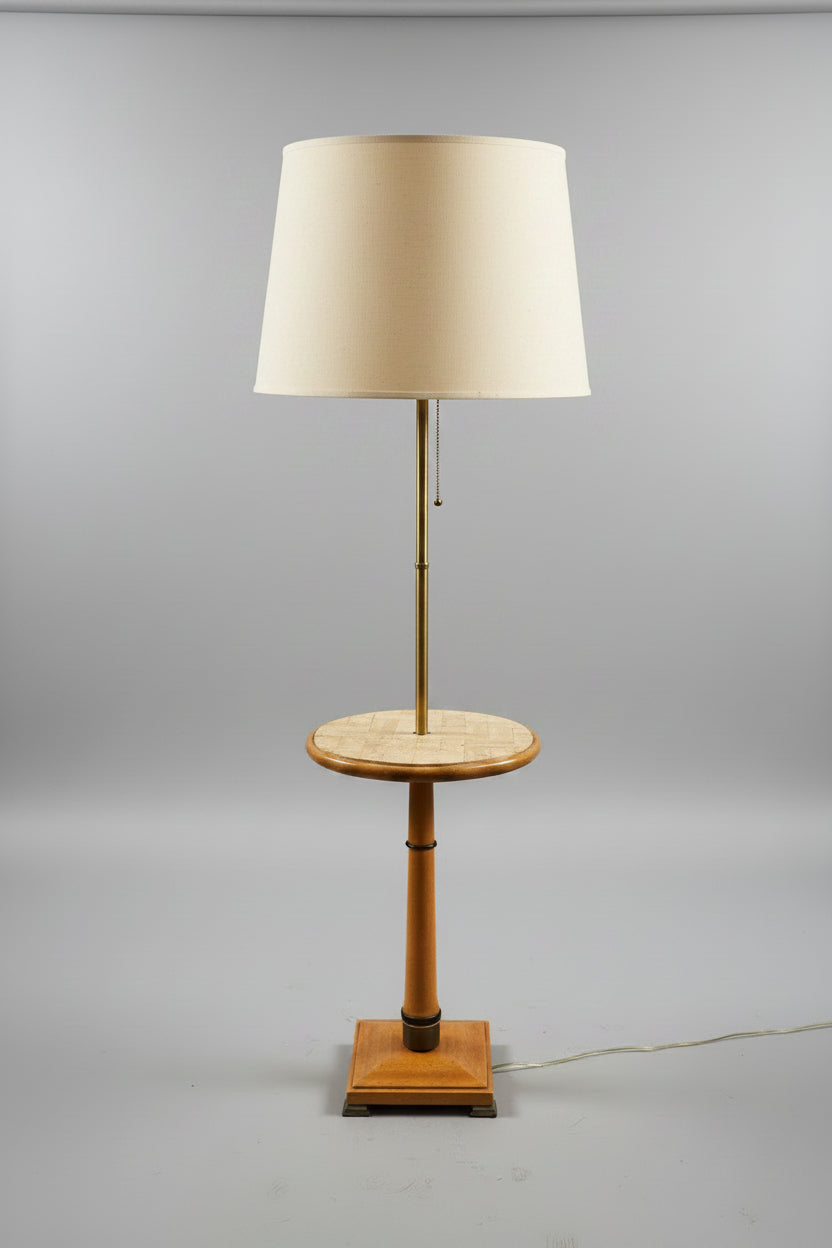Vintage Floor Lamp with Wood Table