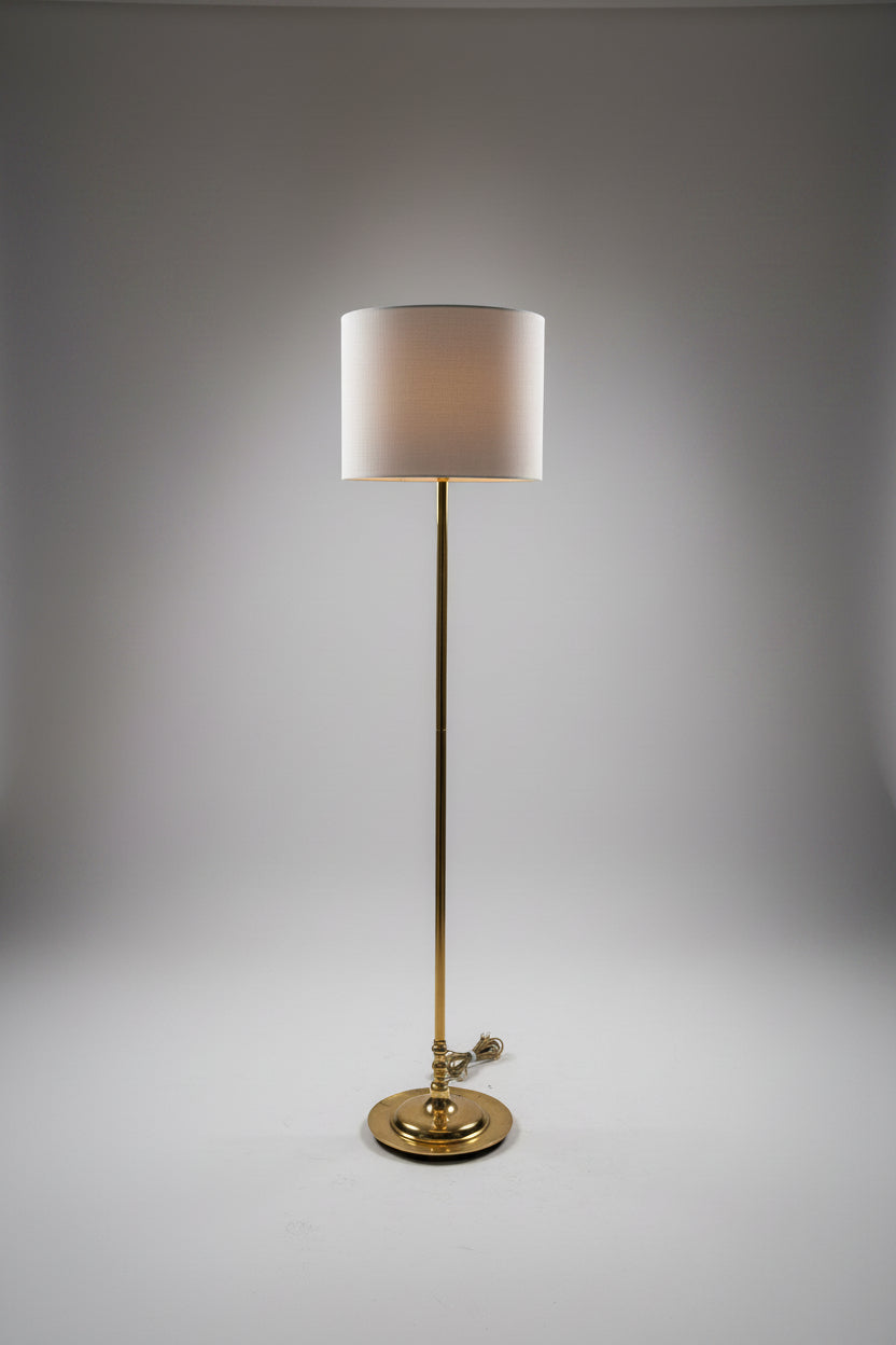 Vintage Brass Floor Lamp with Brass Detailed Base