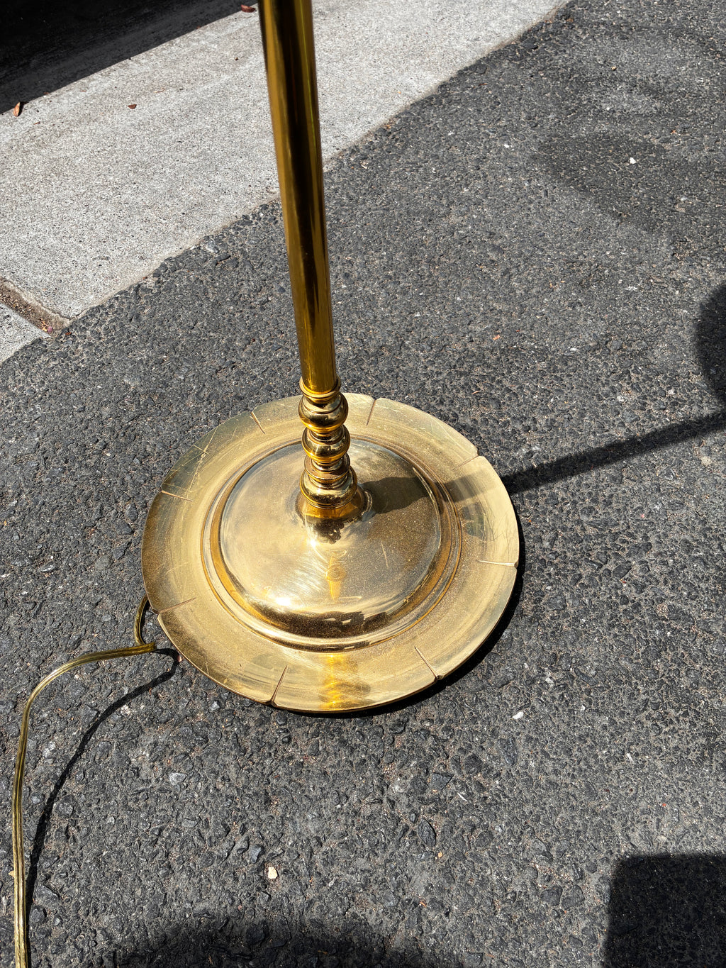 Vintage Brass Floor Lamp with Brass Detailed Base