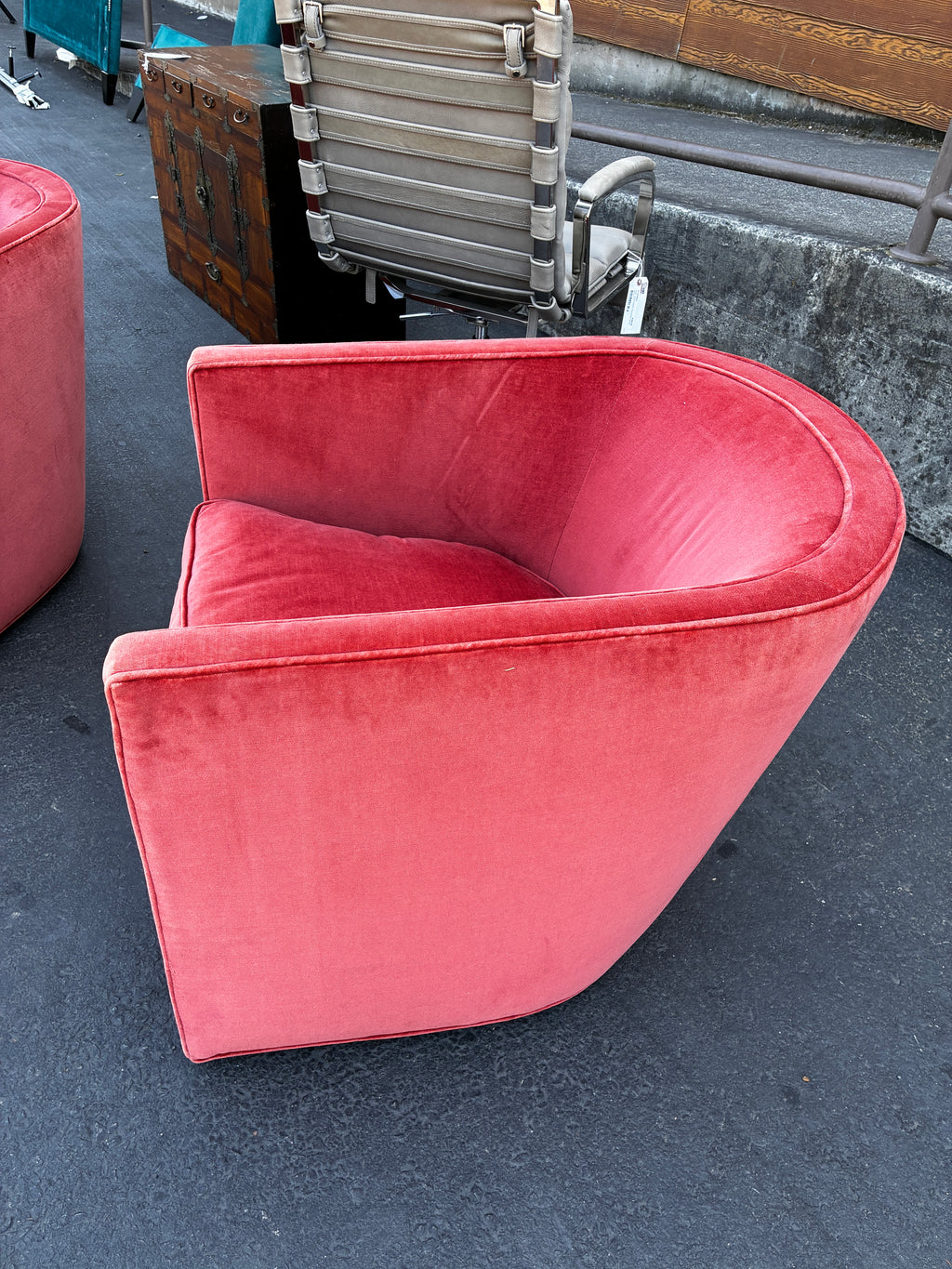 Vintage Velvet Swivel Chair