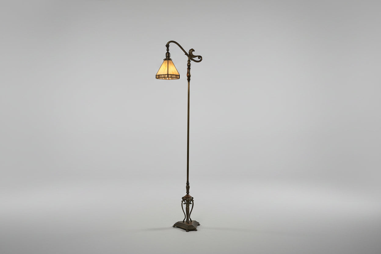 Art Deco Brass Bridge Floor Lamp