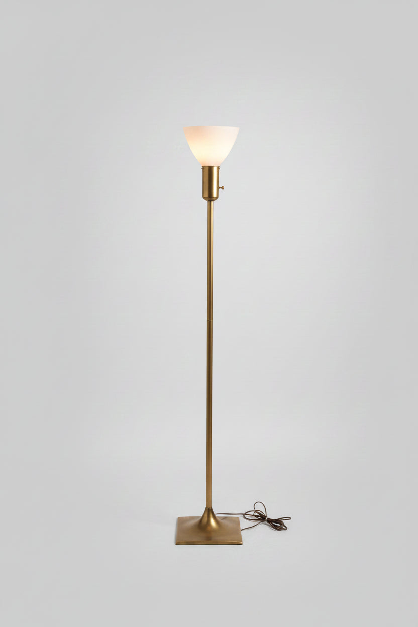 Vintage Torchiere floor Lamp Patina Brass Base
