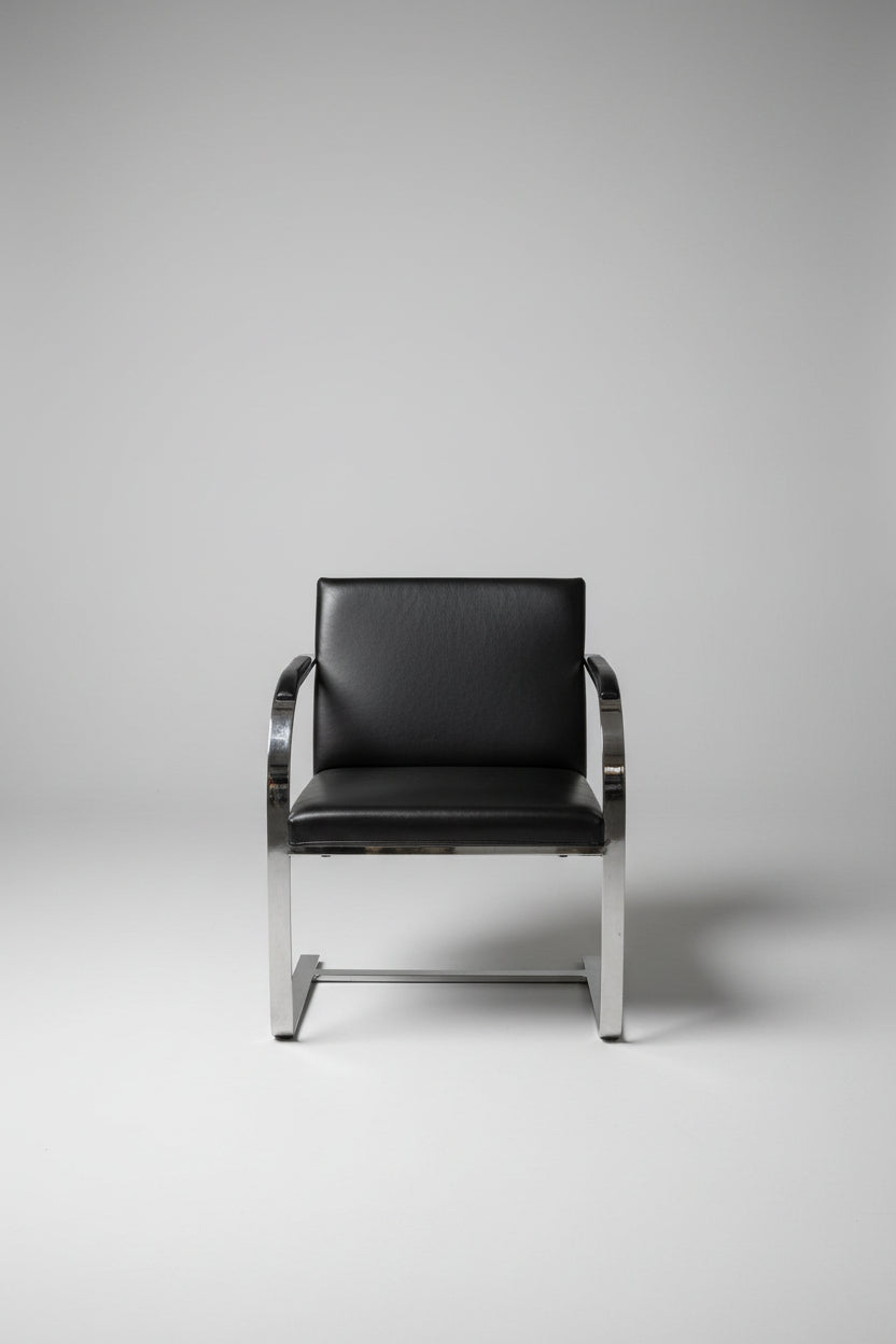 Brno Flat Bar leather and chrome arm chair
