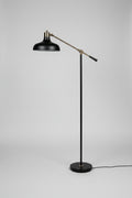 Black Adjustable Floor Lamp with Brass Trim