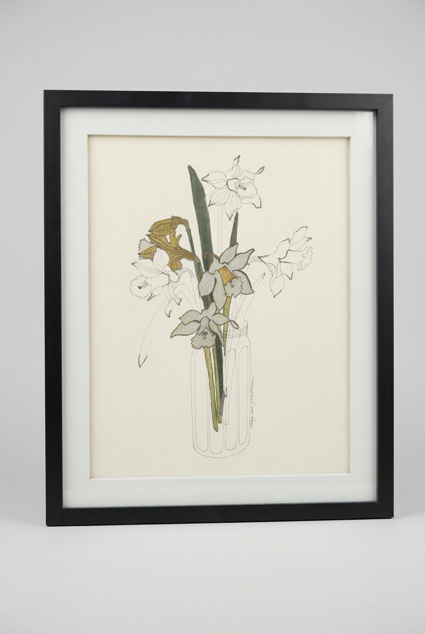 Vintage Mary Lou Goertzen Floral Print Signed