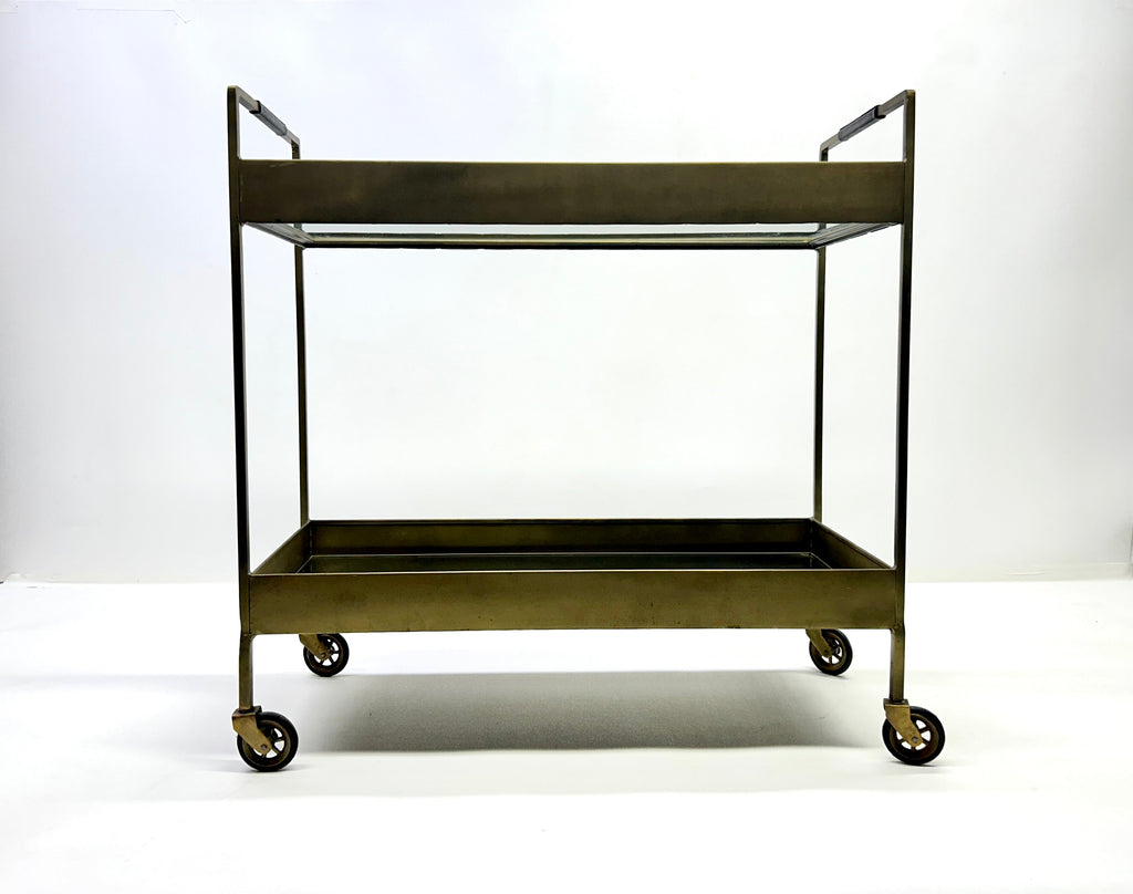 Crate & Barrel Brass Libations Cart