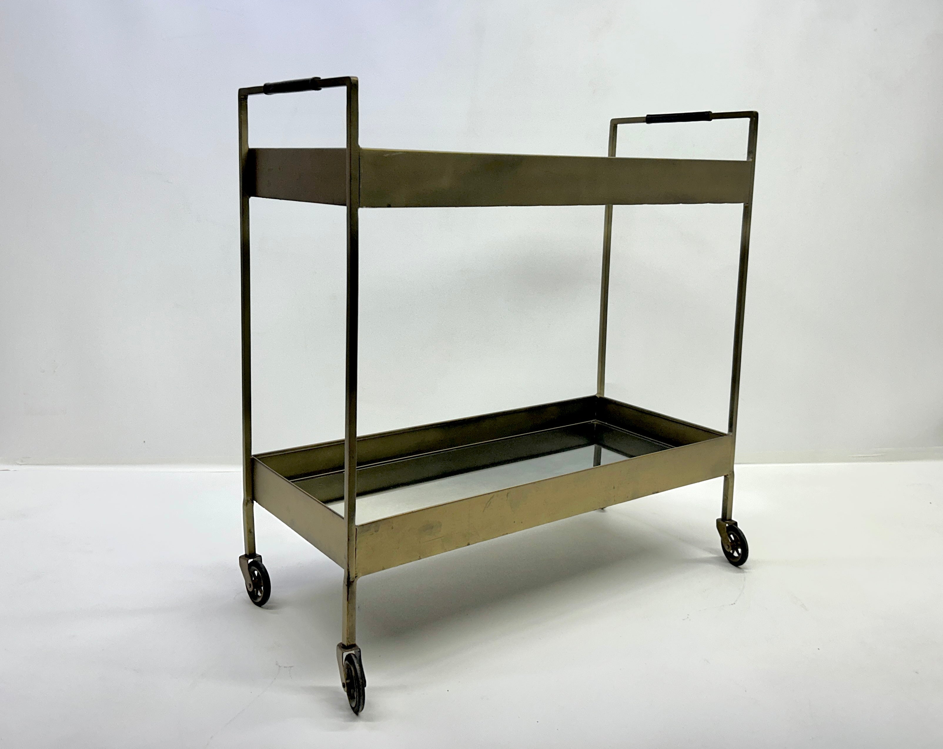 Crate & Barrel Brass Libations Cart