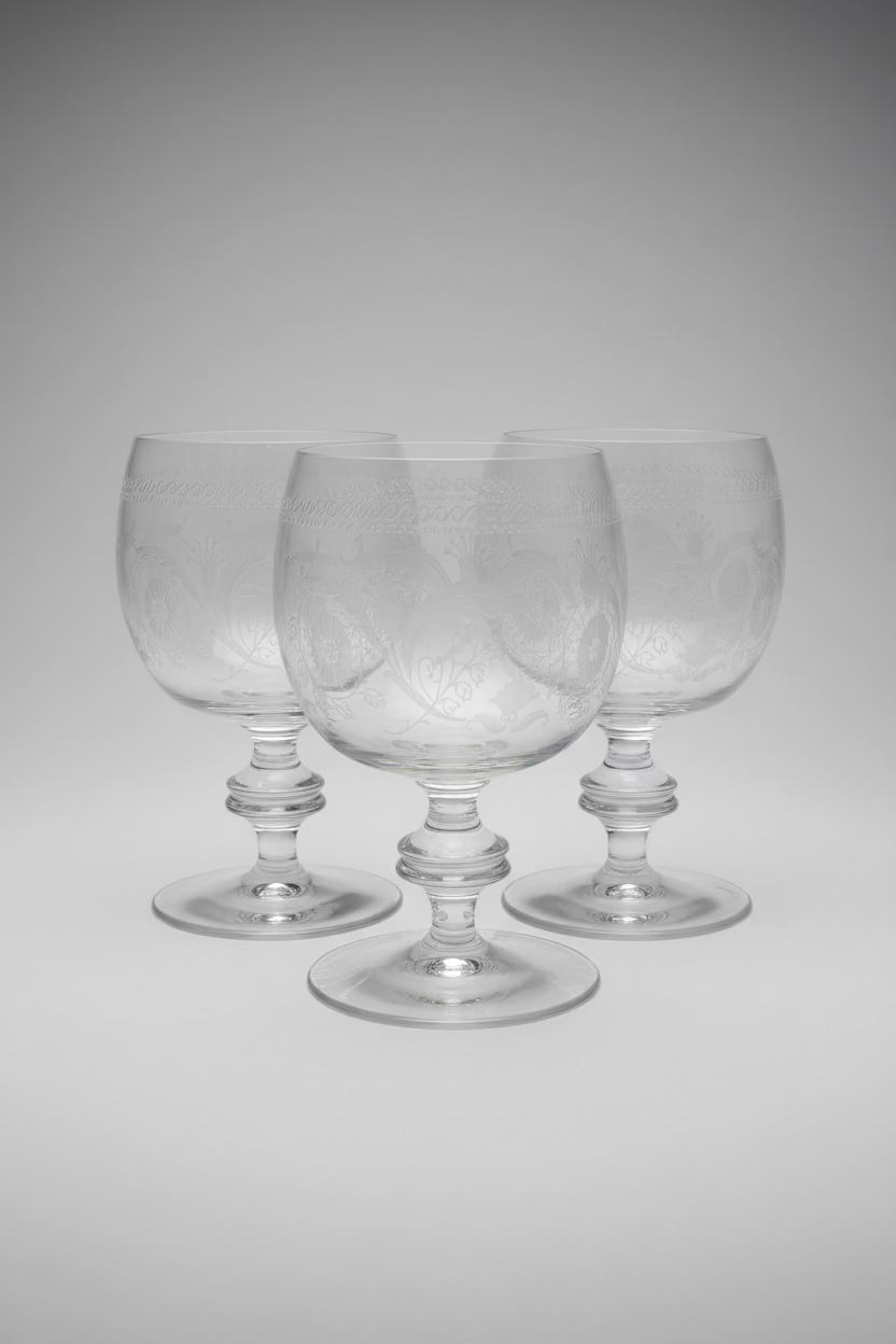 Vintage Etched Goblets LARGE