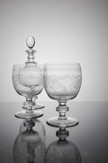 Set of 4 Small Vintage Etched Goblets