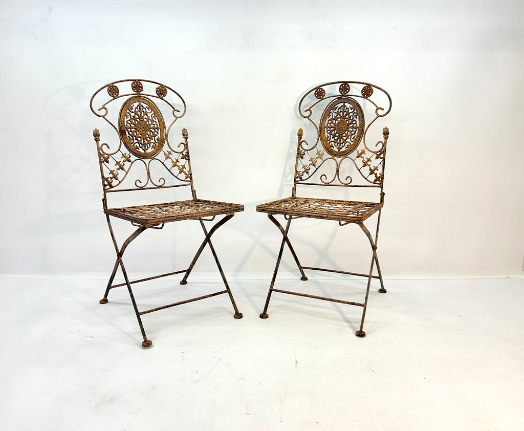 Pair of Wrought Iron/Metal Folding Chairs