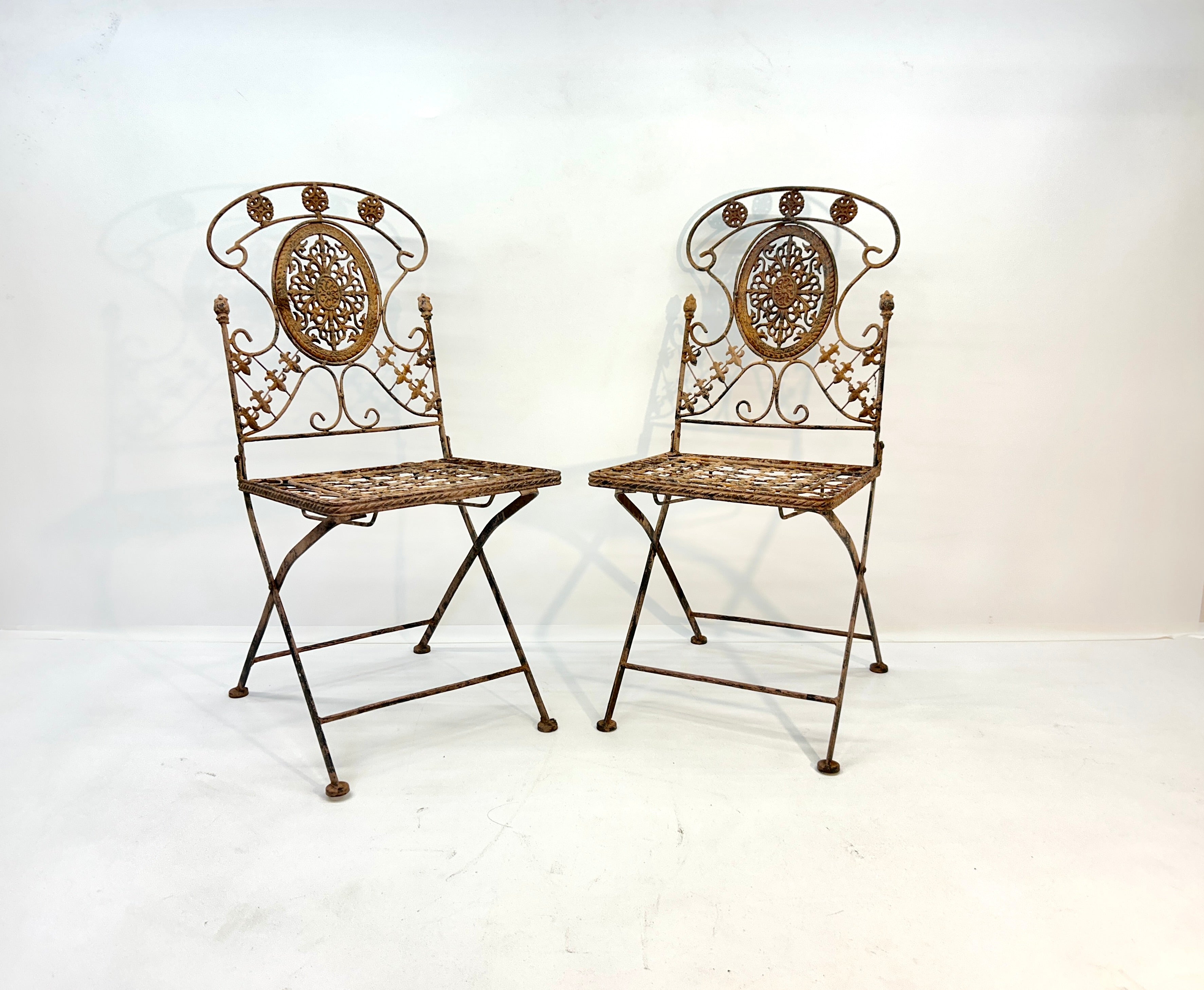 Pair of Wrought Iron/Metal Folding Chairs