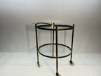 Mid Century 2 Tiered Brass Cart Made in Italy. 21D x 28H