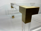 Jonathan Adler Jacques Clear Acrylic Table with Brushed Brass Corners