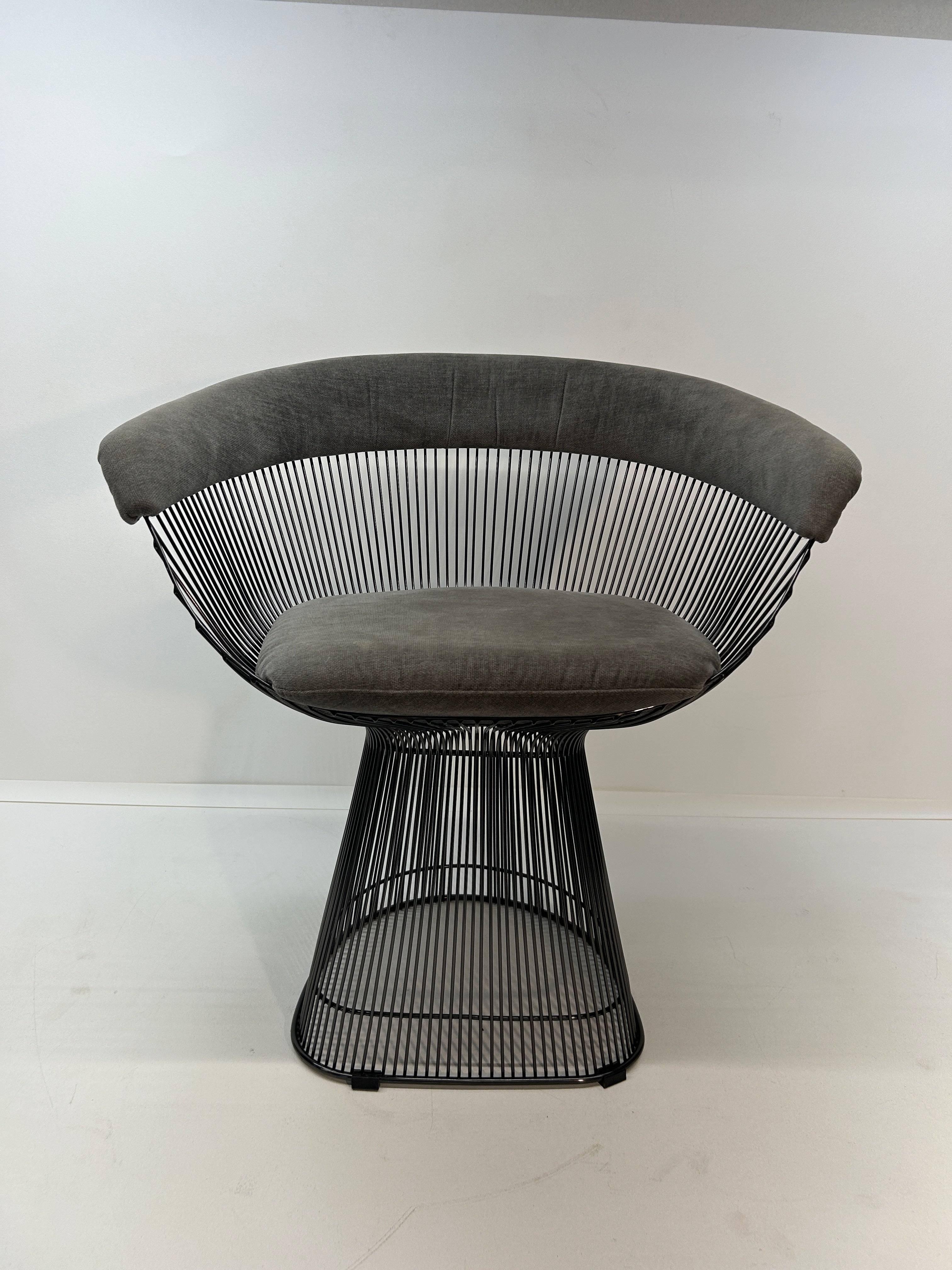 Set of 4 Rove Concepts Gray Chenille "Platner" Armchair with Gunmetal Black Base