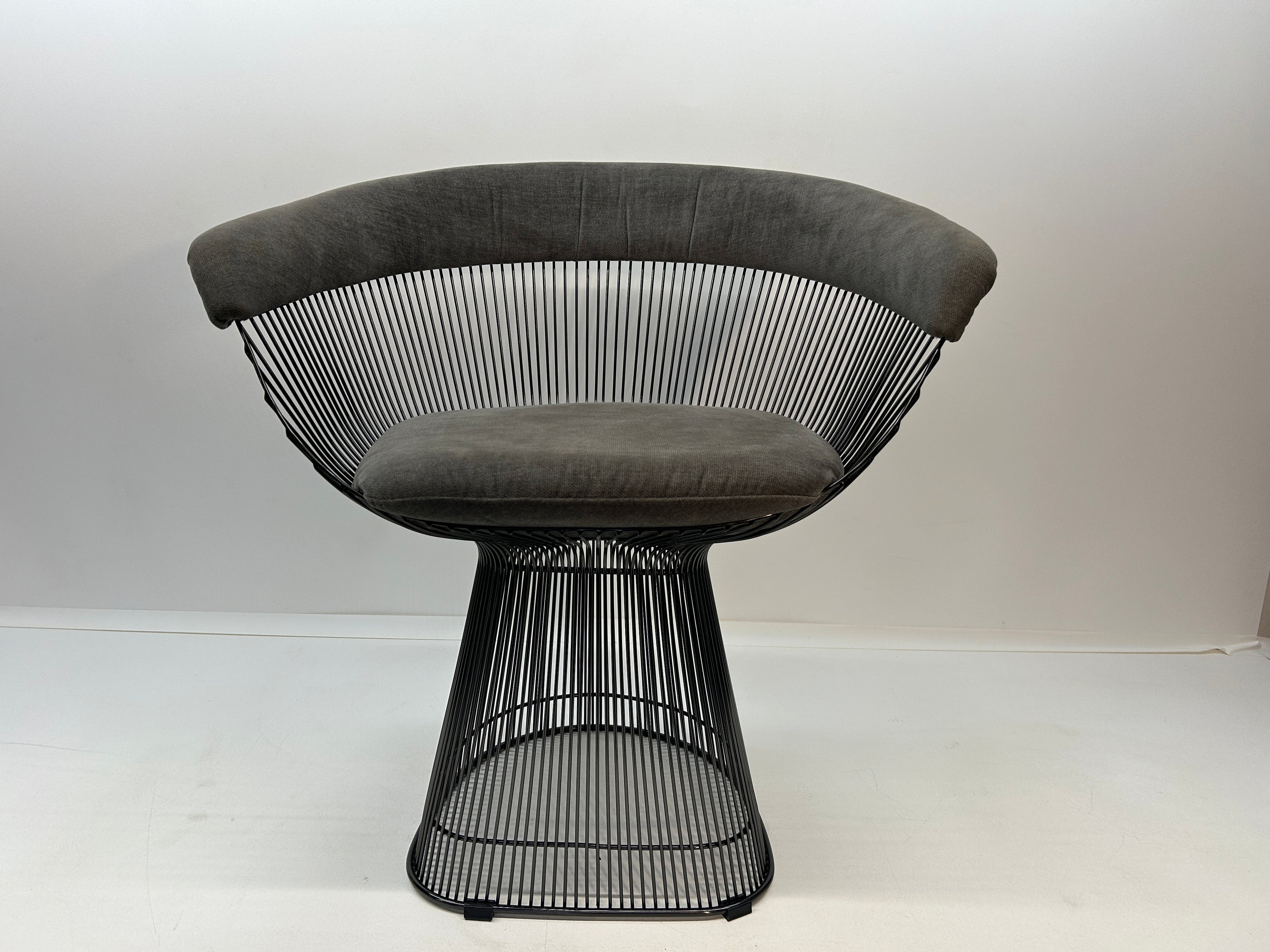 Set of 4 Rove Concepts Gray Chenille "Platner" Armchair with Gunmetal Black Base