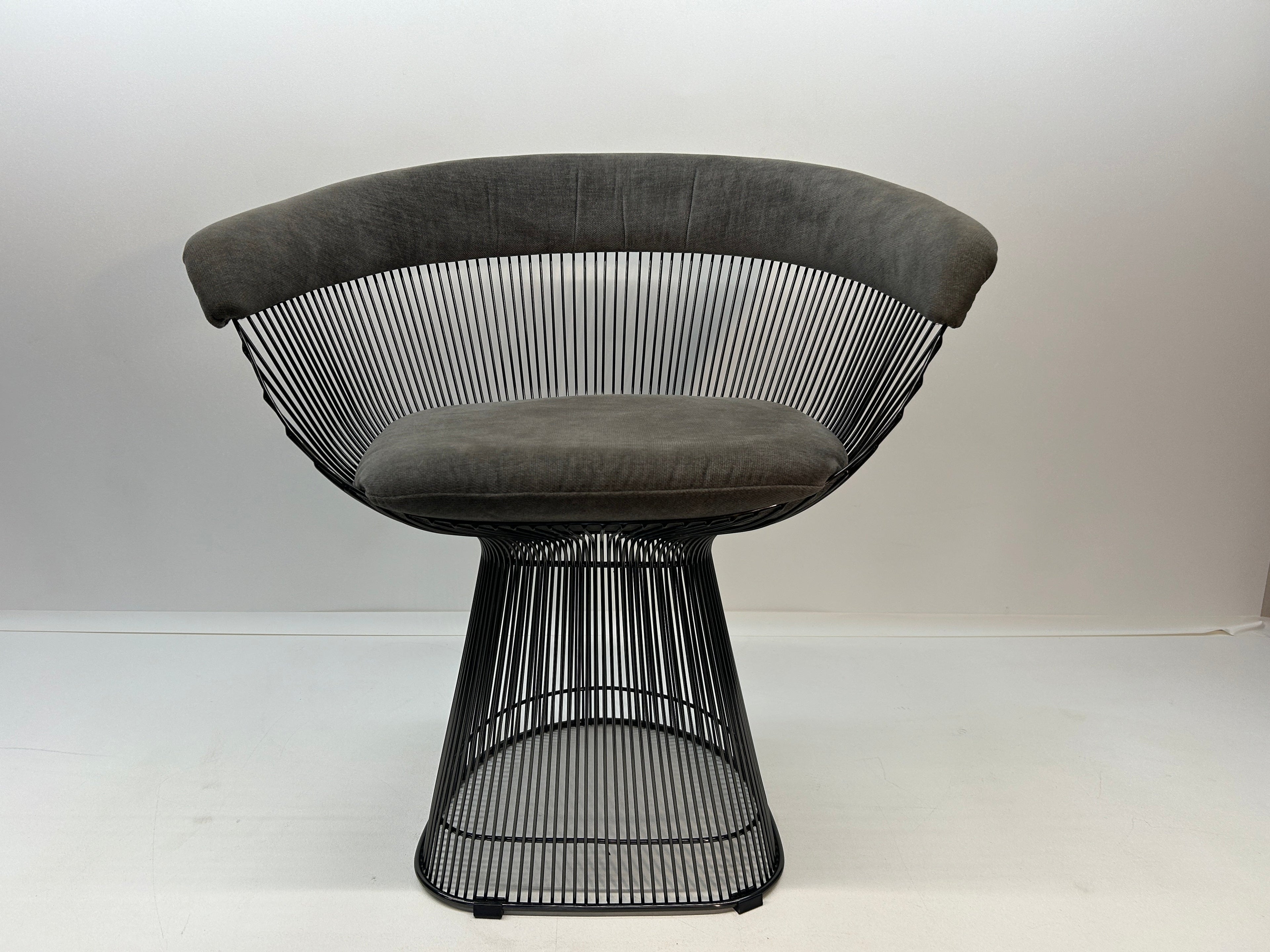 Set of 4 Rove Concepts Gray Chenille "Platner" Armchair with Gunmetal Black Base