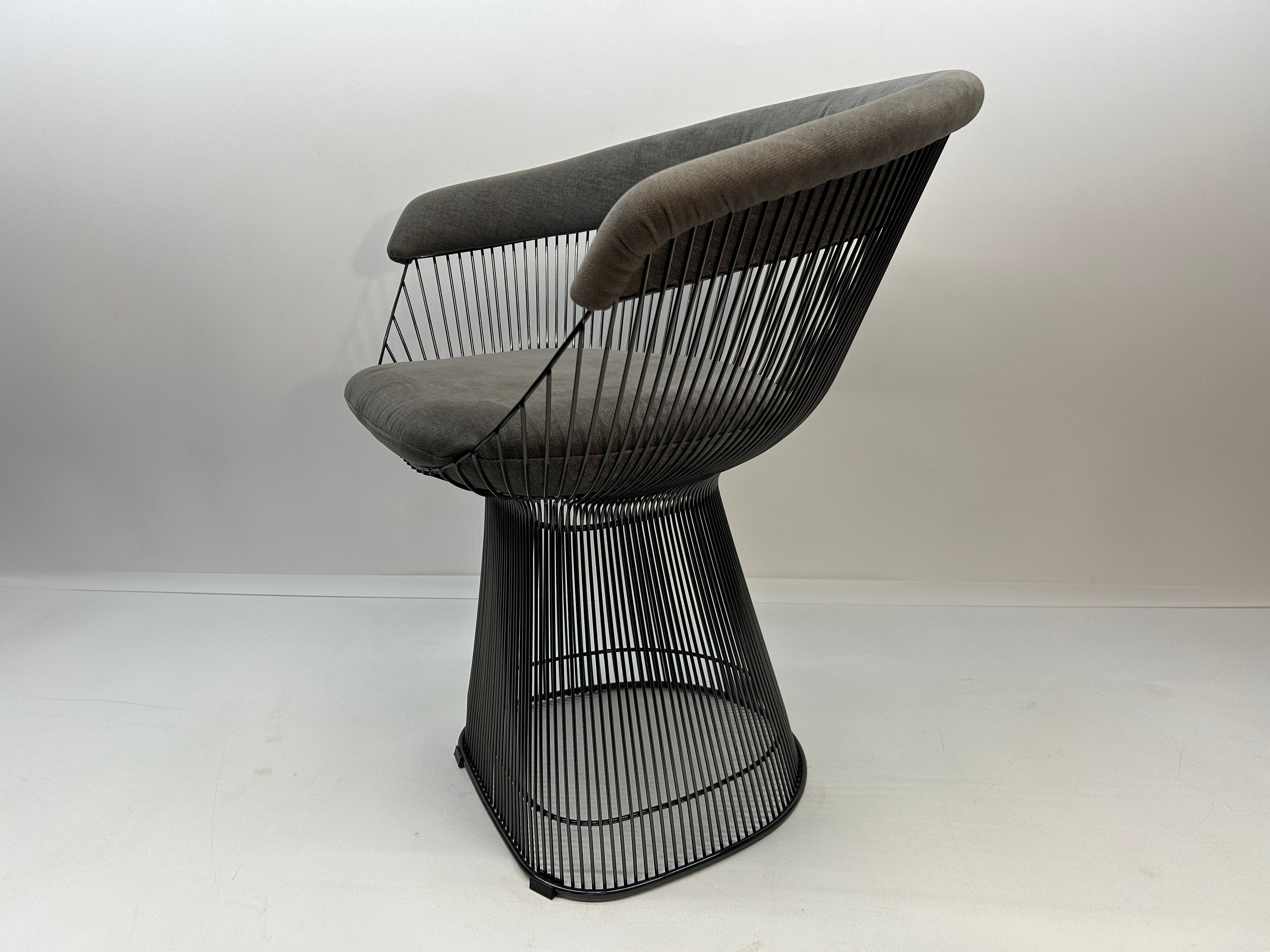 Set of 4 Rove Concepts Gray Chenille "Platner" Armchair with Gunmetal Black Base