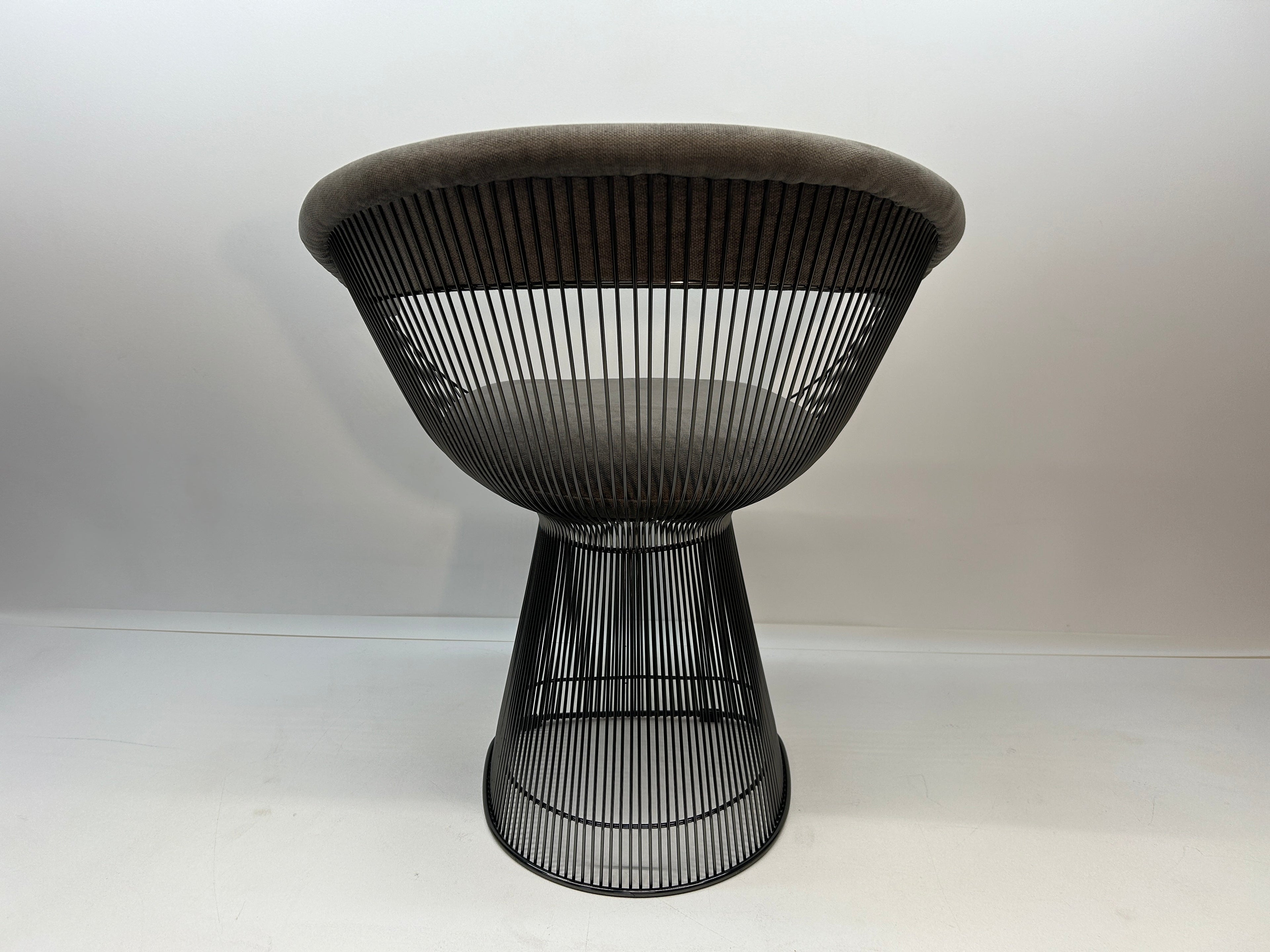 Set of 4 Rove Concepts Gray Chenille "Platner" Armchair with Gunmetal Black Base