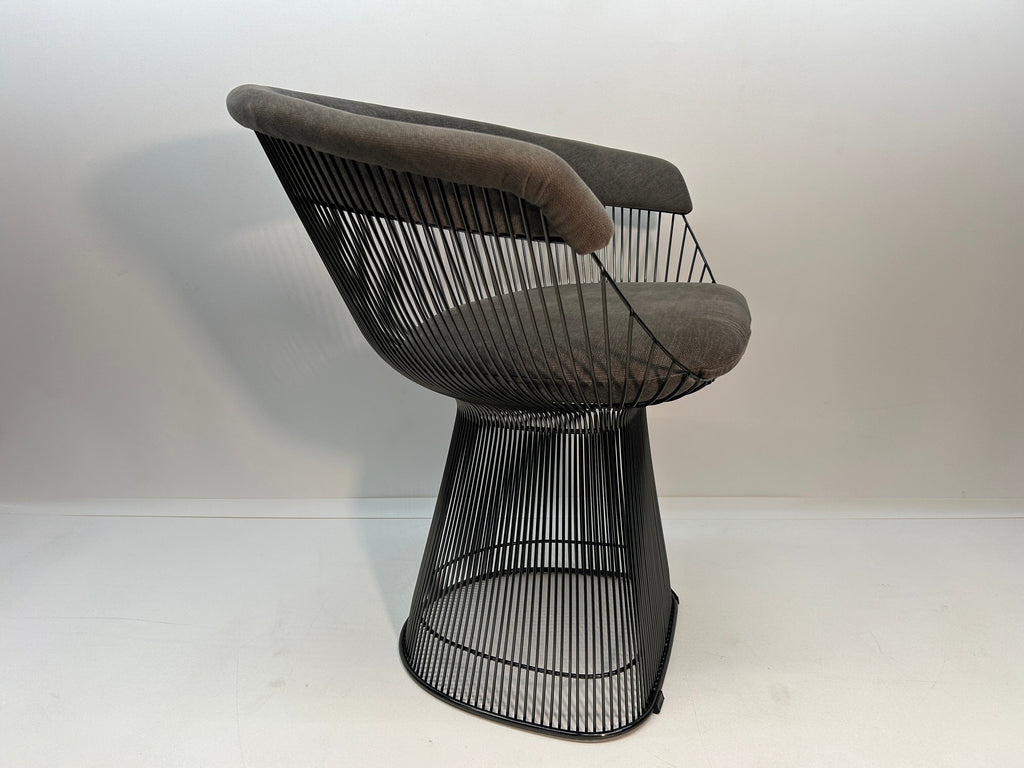 Set of 4 Rove Concepts Gray Chenille "Platner" Armchair with Gunmetal Black Base
