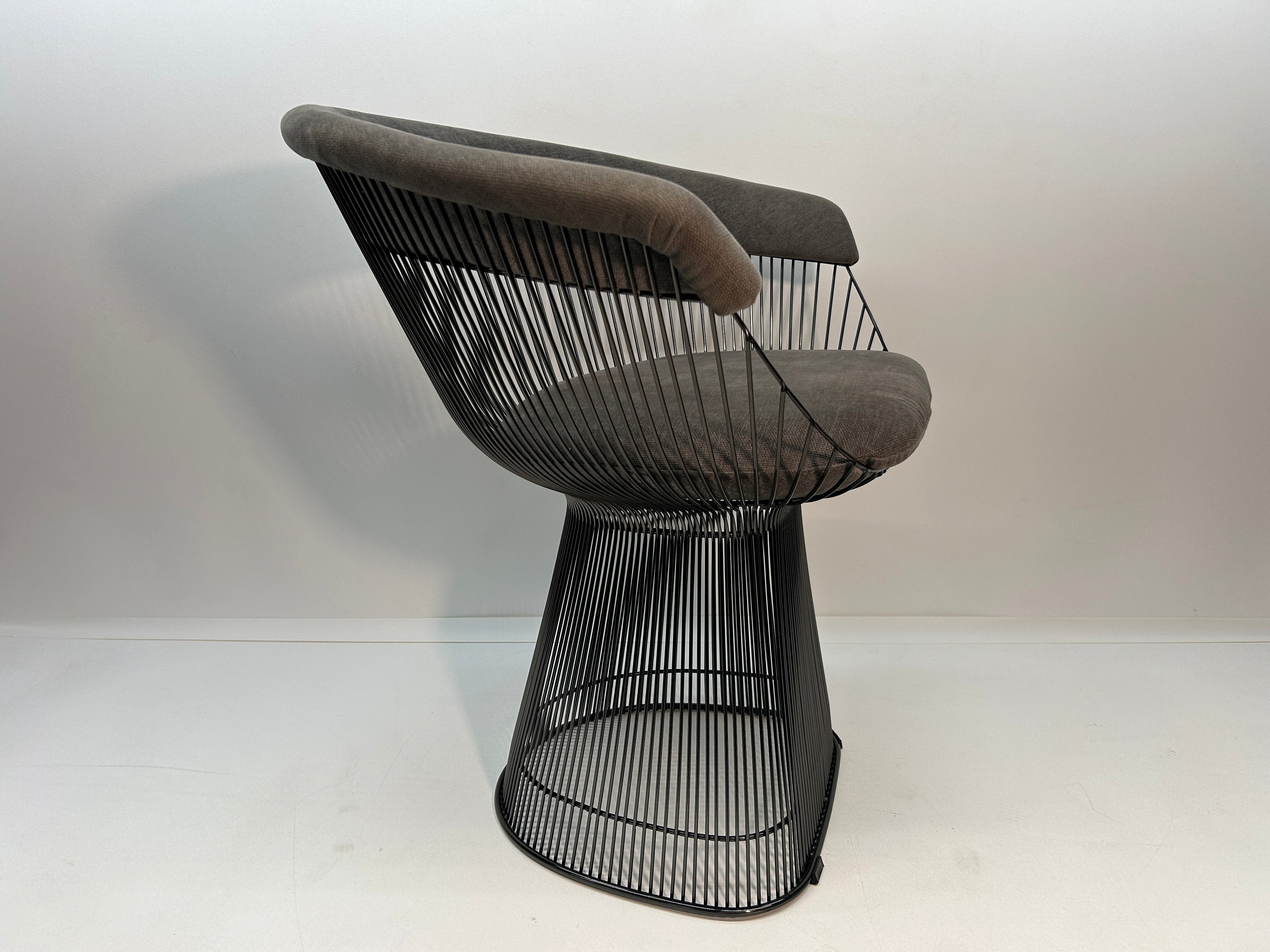 Set of 4 Rove Concepts Gray Chenille "Platner" Armchair with Gunmetal Black Base