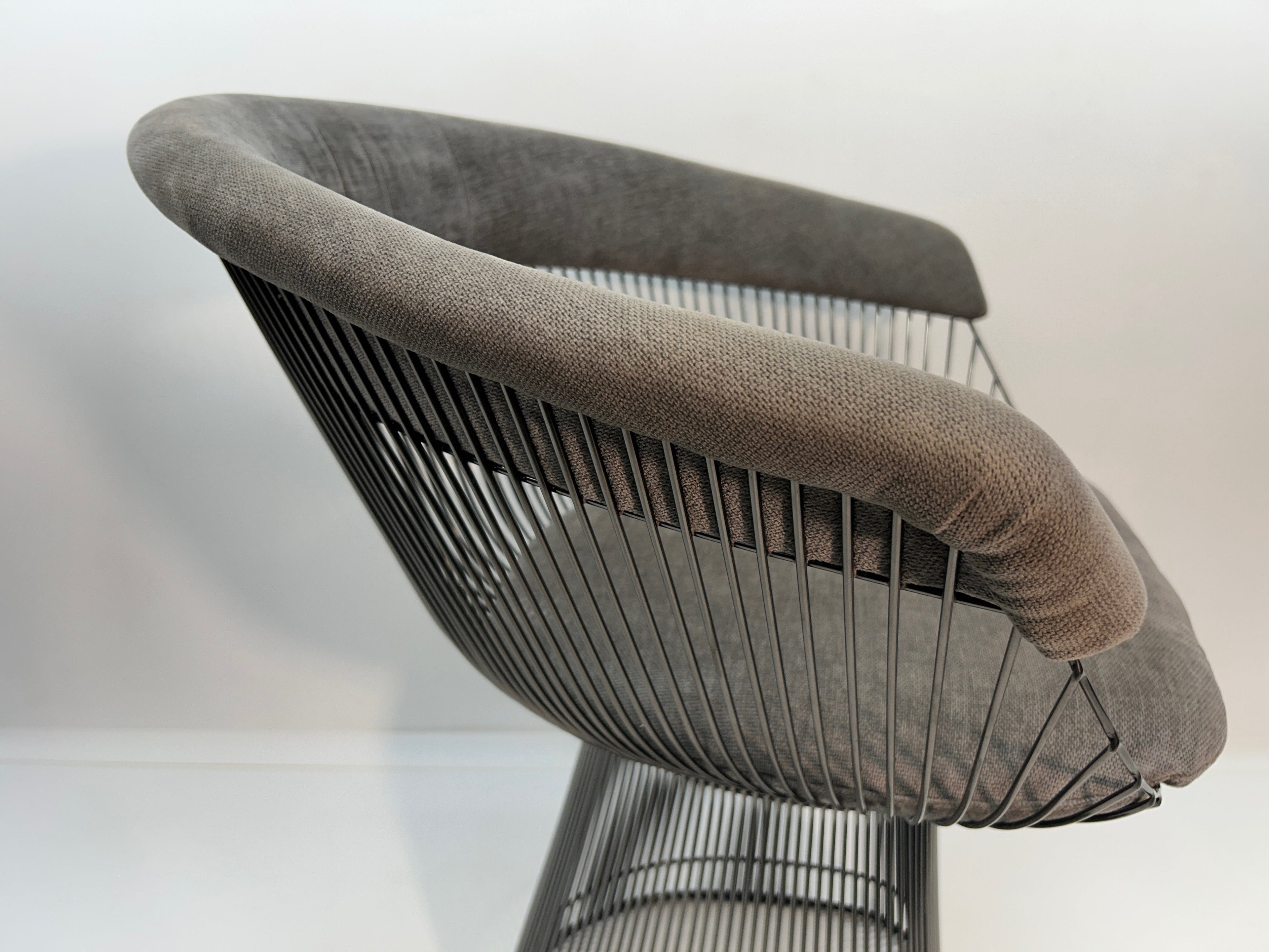 Set of 4 Rove Concepts Gray Chenille "Platner" Armchair with Gunmetal Black Base