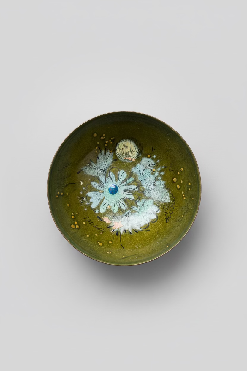 Vintage Sascha Brastoff Enamel on Copper Bowl