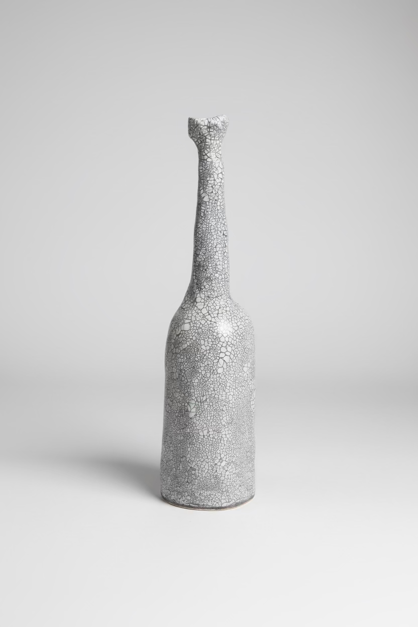 Vintage Crackle Glaze Bottle Sculpture