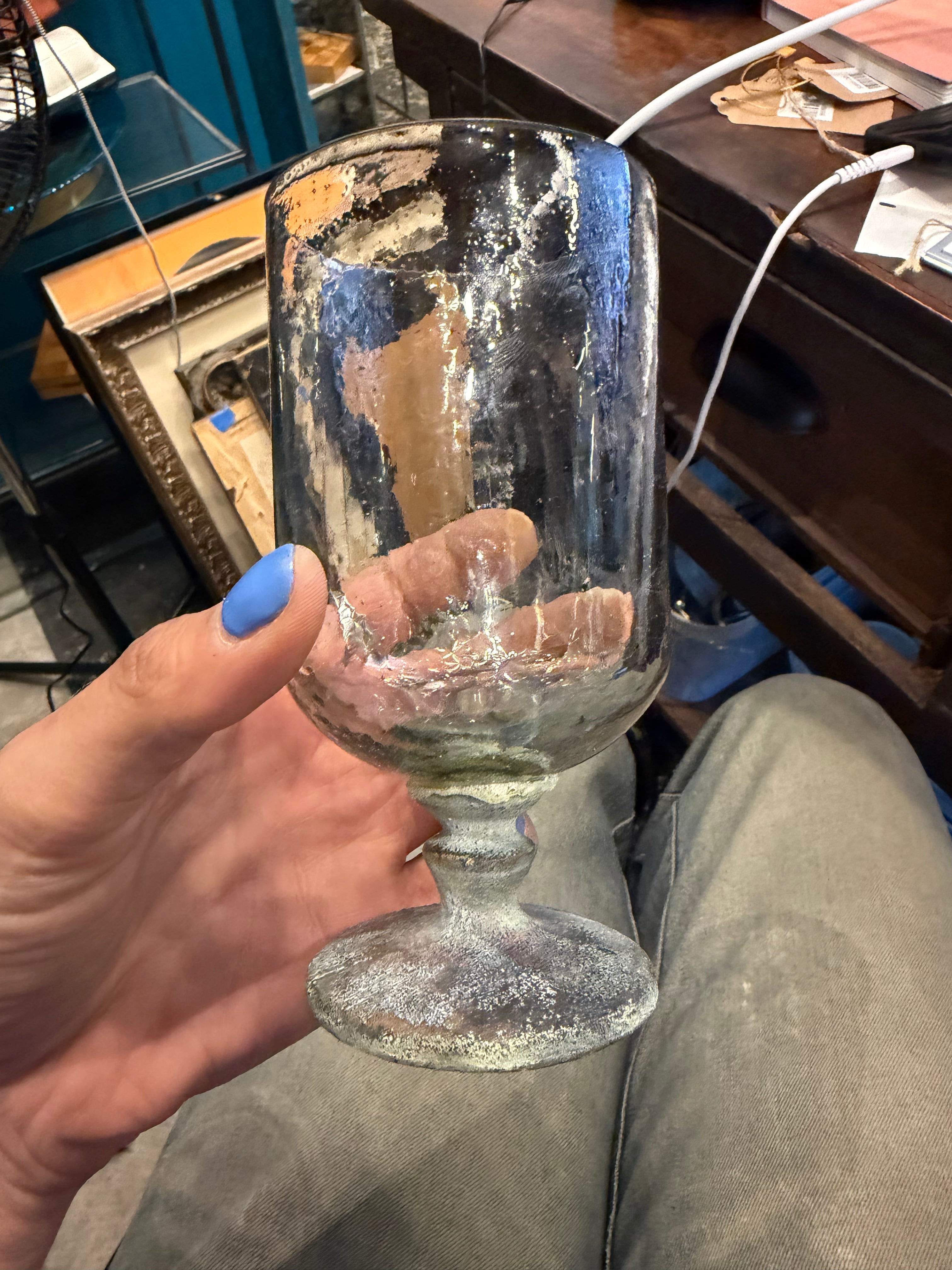 Pewter Base Hurricane Glasses