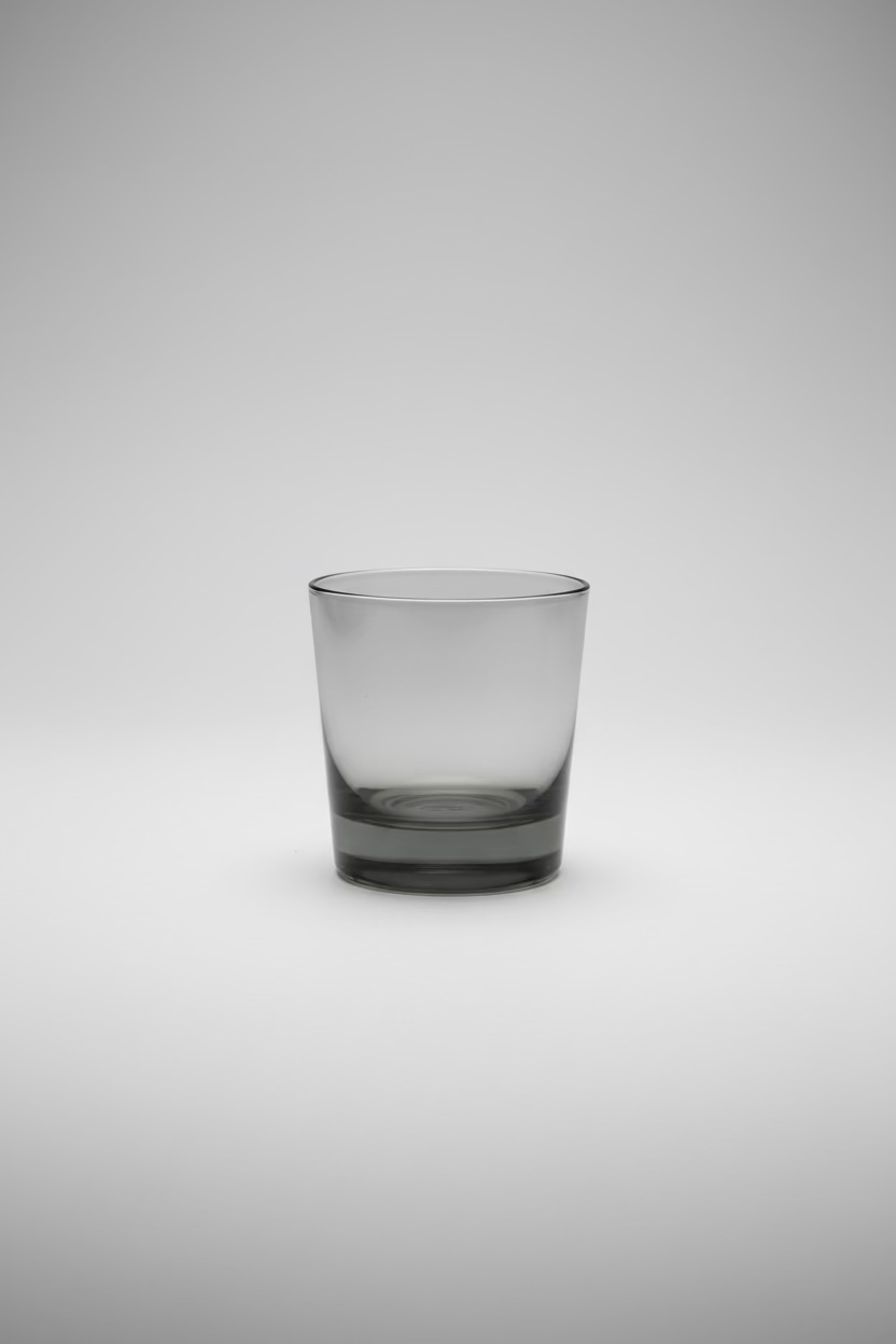 Set of 6 Gray Glass Low Ball Glasses