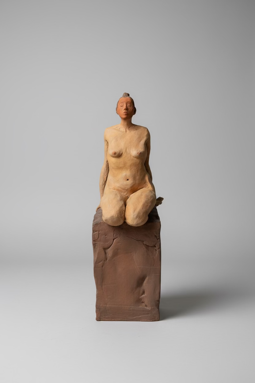 Nude & Meditating Signed Sculpture