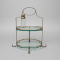Vintage Brass & Etched Glass 2-Tiered Dessert Stand