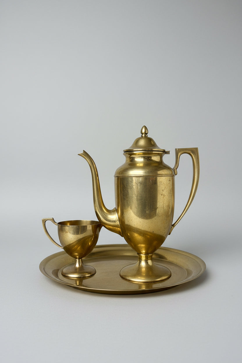 Brass Dirilyte Coffee & Tea Set with Tray