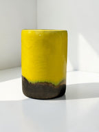 Yellow and Bronze Ombre Ceramic Stool/Side Table