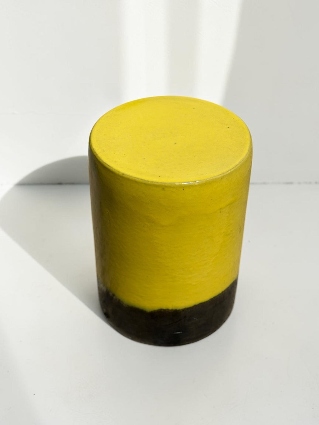 Yellow and Bronze Ombre Ceramic Stool/Side Table