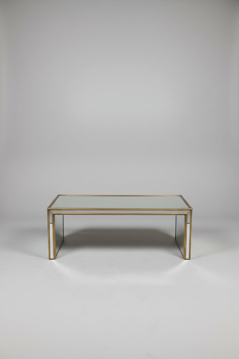 Antique Mirrored Waterfall Coffee Table