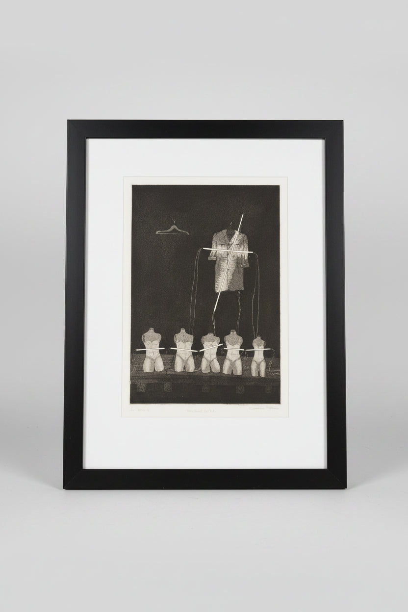 Signed Original "The Dressing" black and white maniquen forms