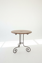 Tooled Leather and Iron Base Bistro Table