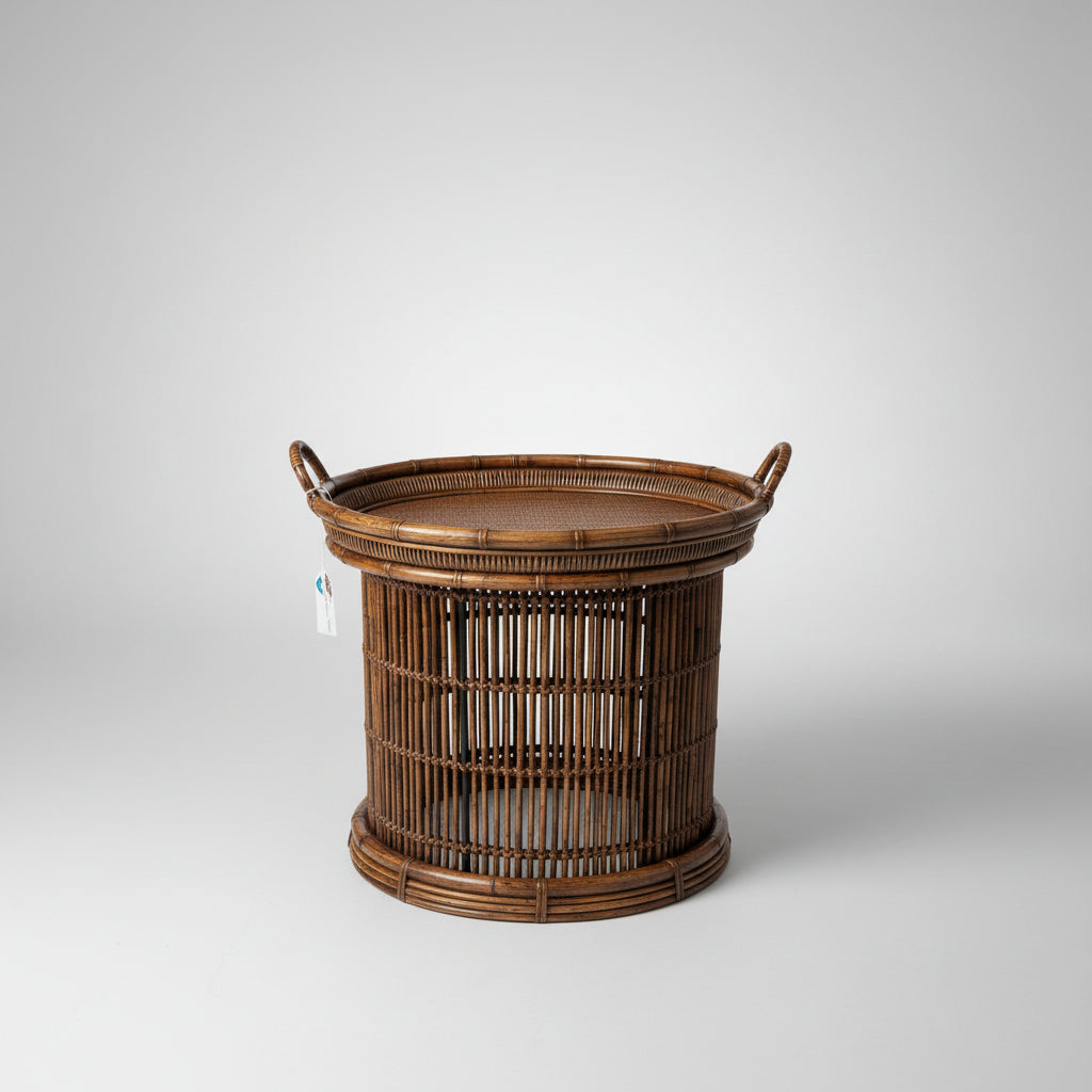 Pallecek Side Table with removable Tray. 26ʺD × 25ʺH