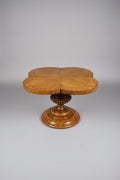 Burl Clover Top Side Table with Turned Ornate Base
