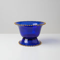 Vintage Federal Blue Glass & Gold Hobknob Punch bowl set