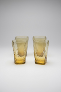 4 Vintage Morgantown Amber Crinkle Juice Glasses