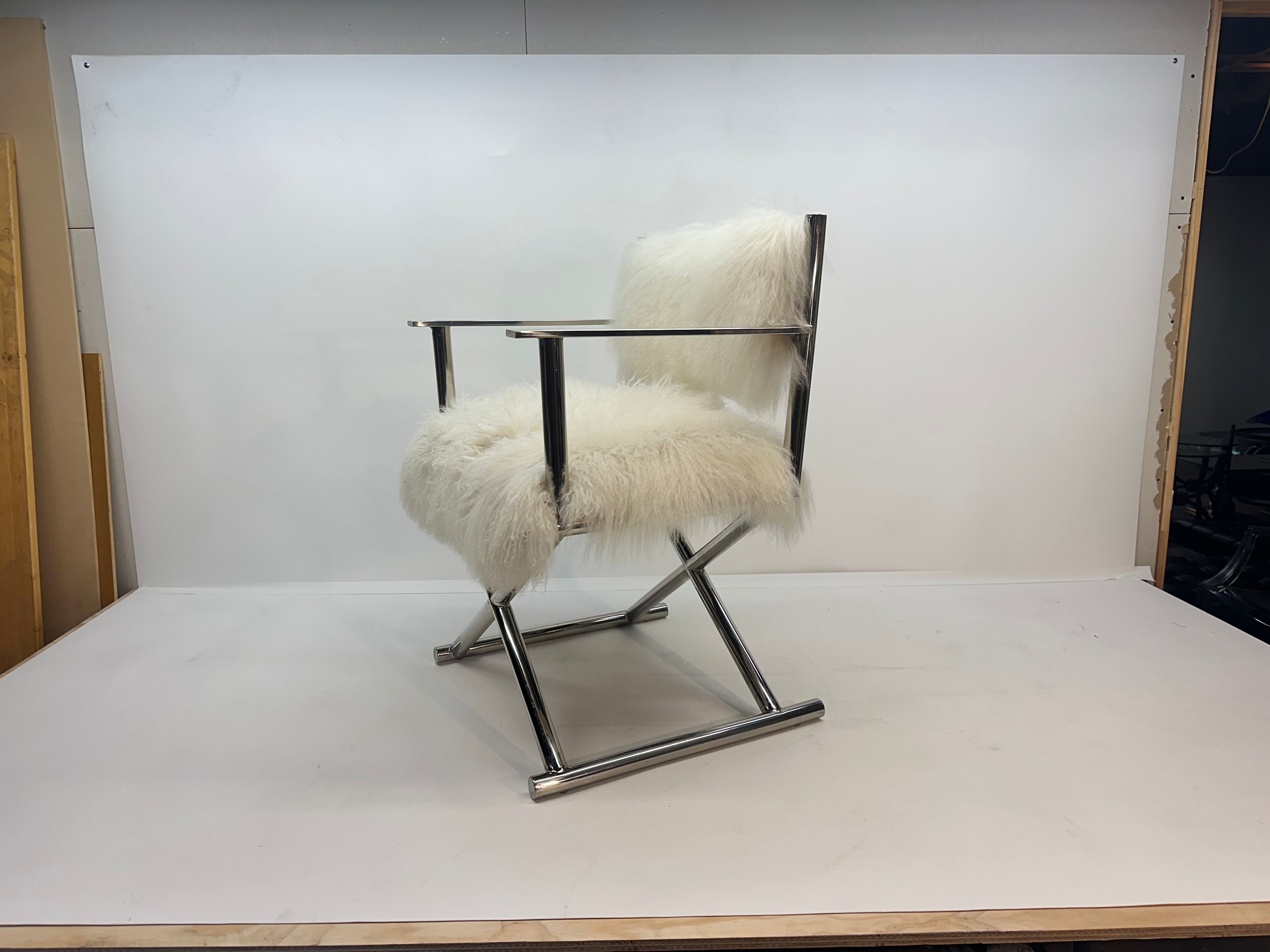 A&B Home Mongolian Fur Director Chair