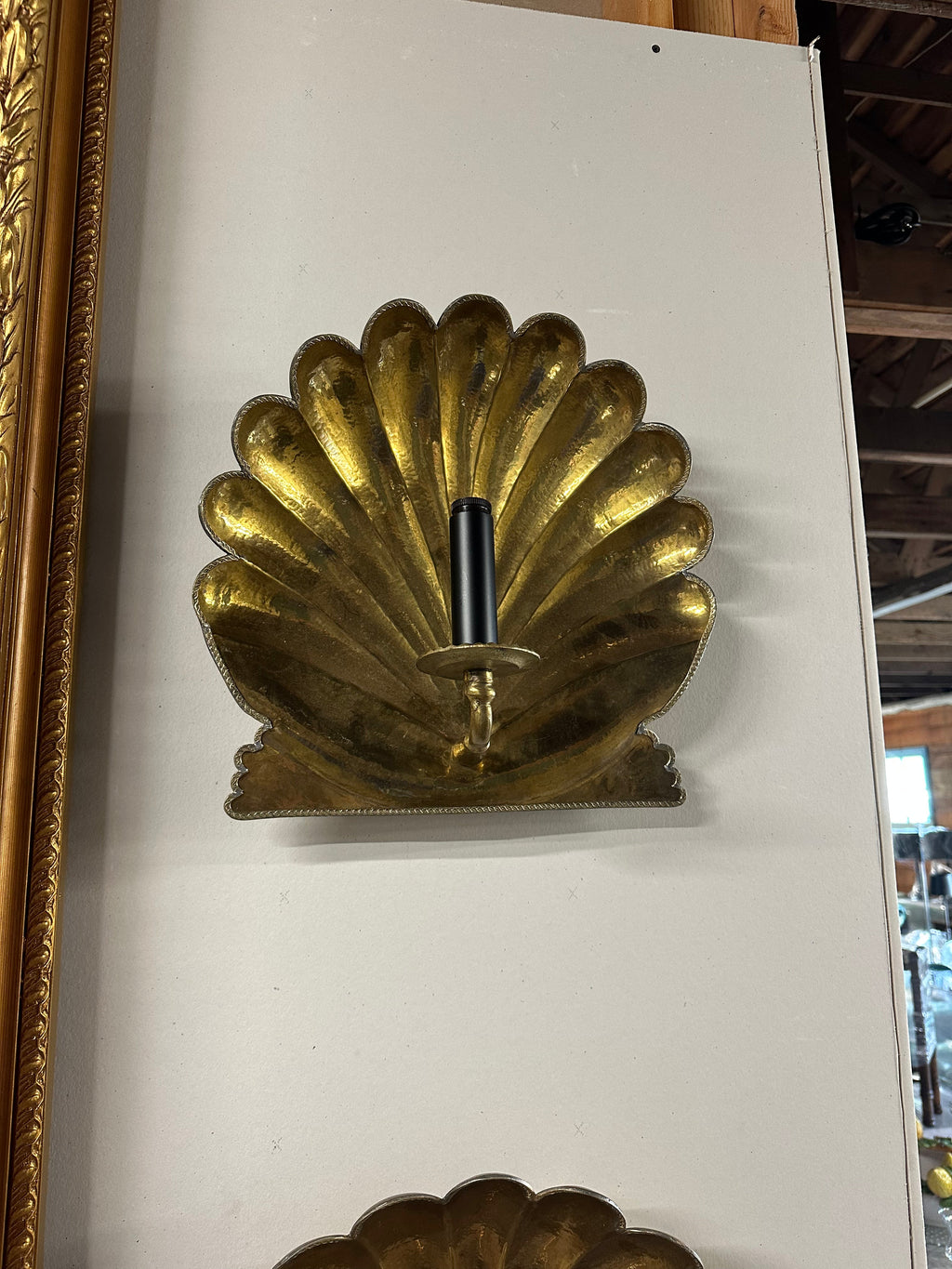 Antique Brass Shell Sconces