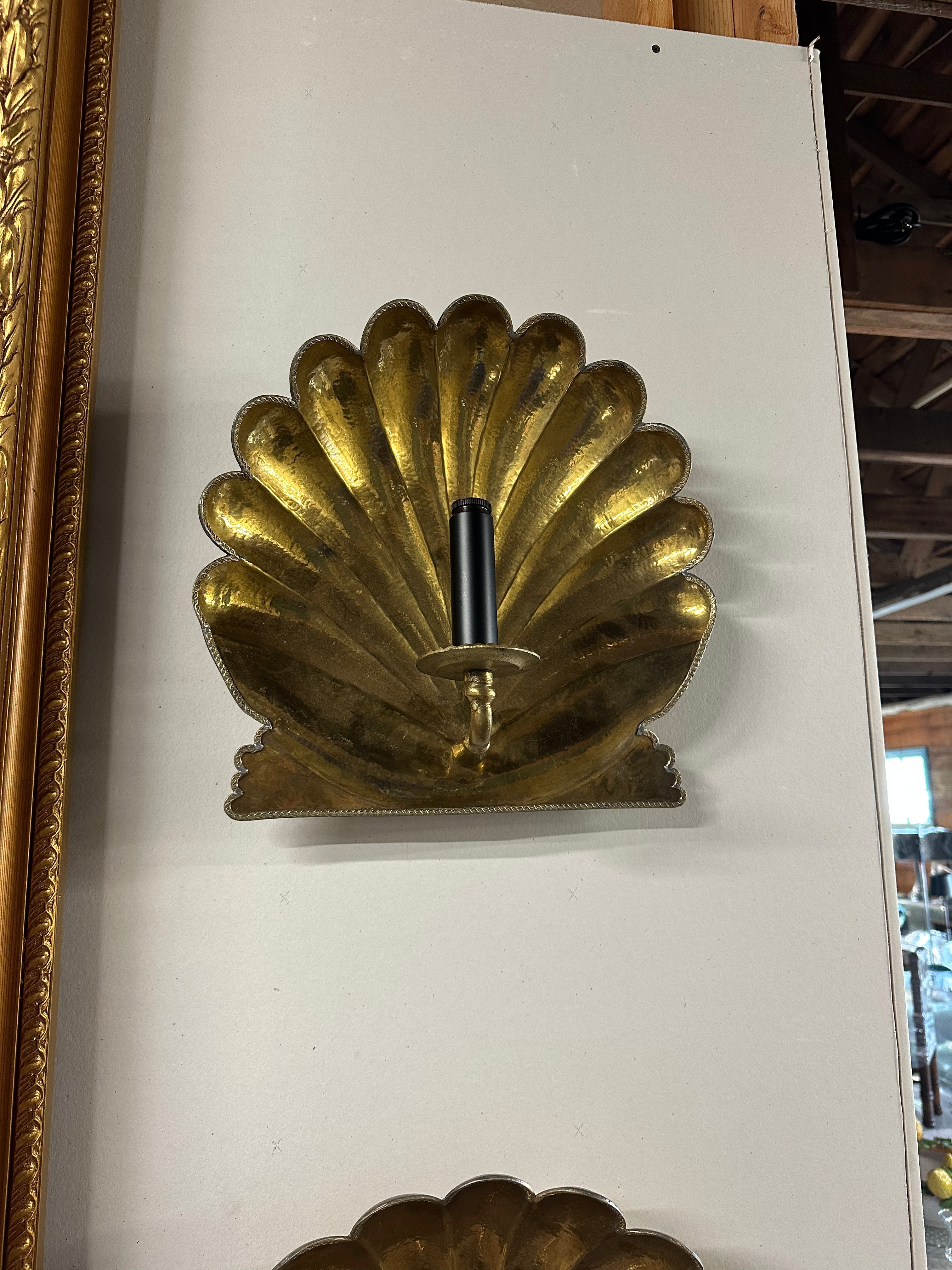 Antique Brass Shell Sconces