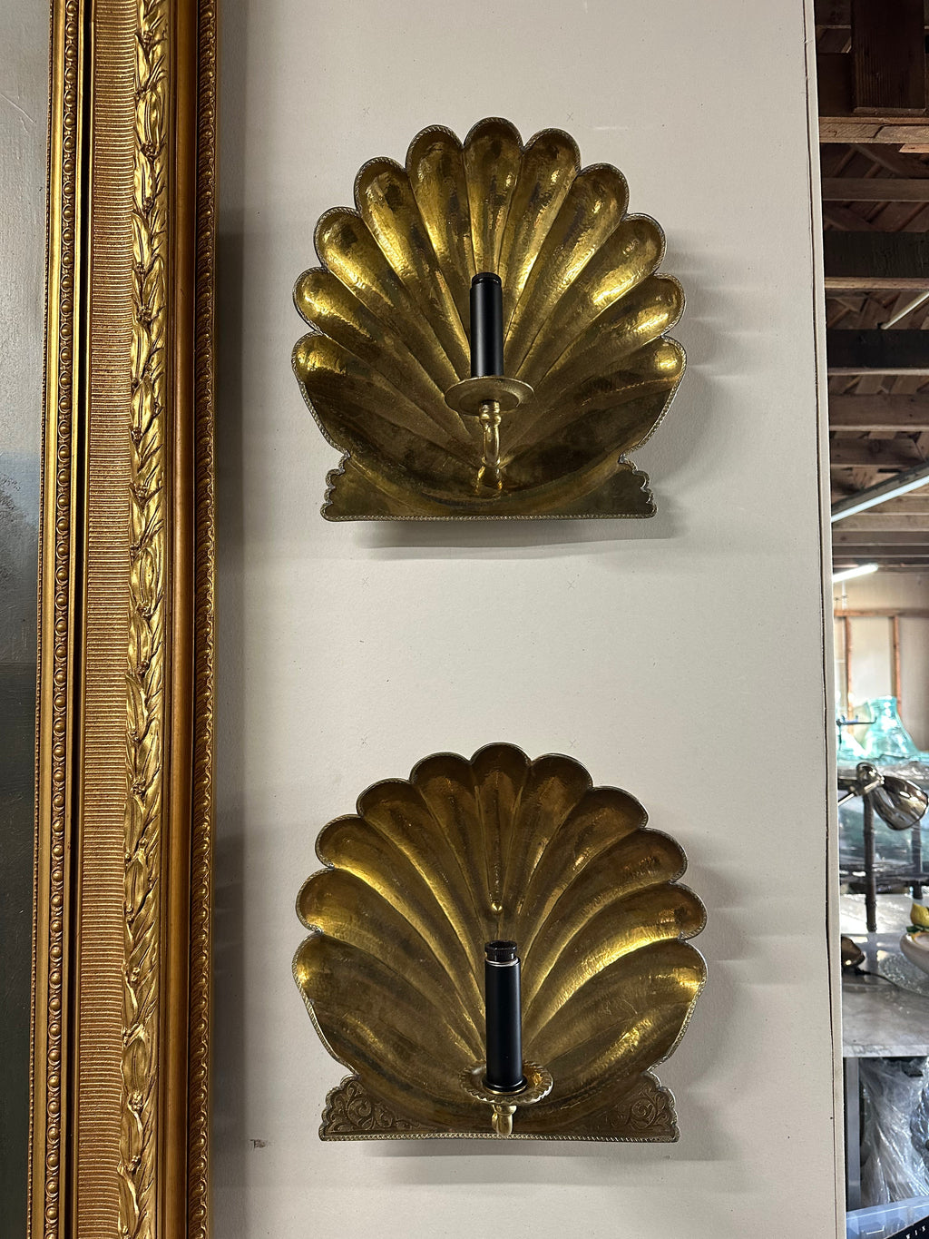Antique Brass Shell Sconces
