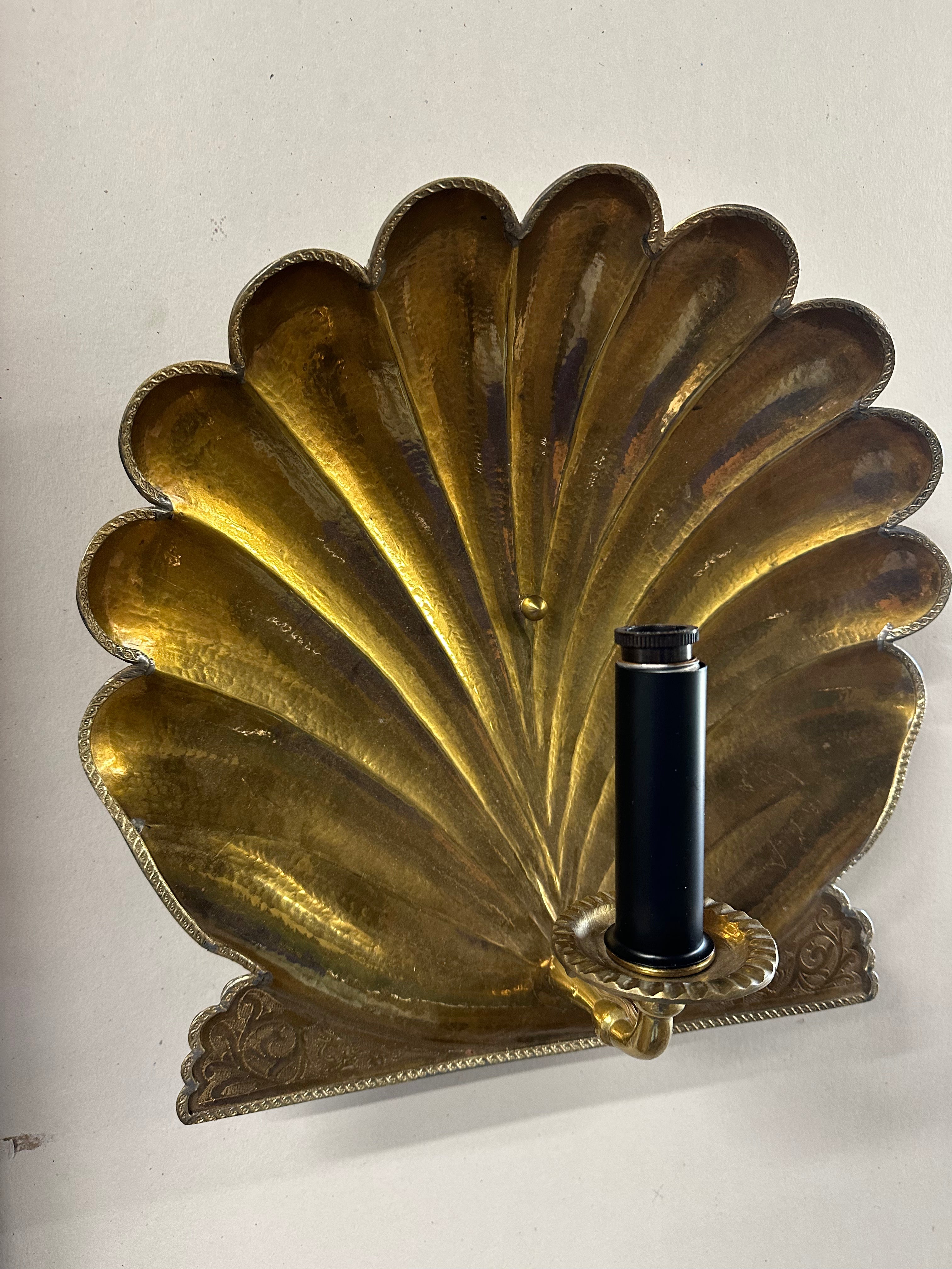 Antique Brass Shell Sconces