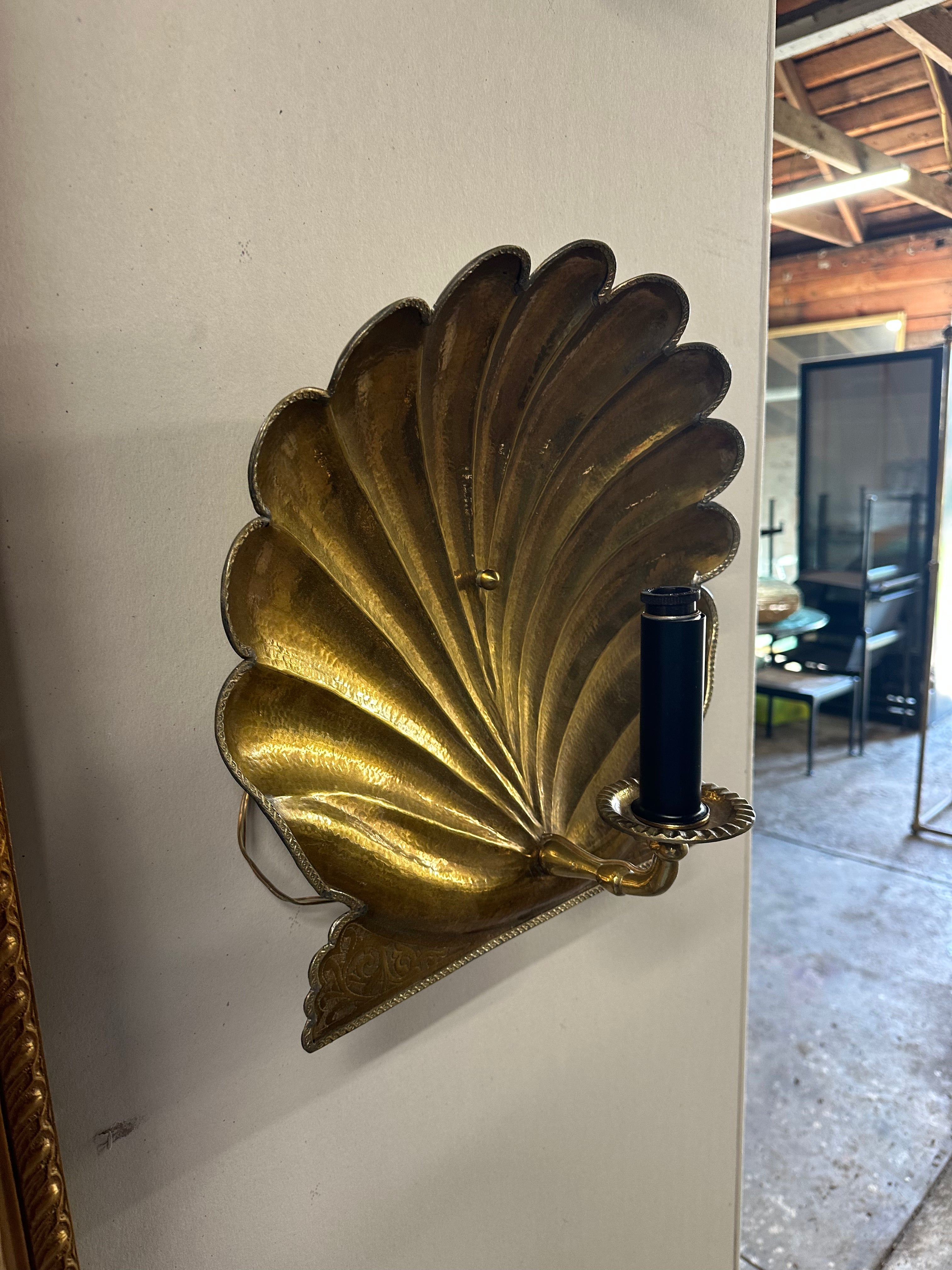 Antique Brass Shell Sconces
