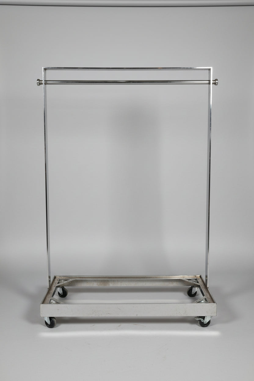 Custom Made Nickel Flat Bar Clothes Rack